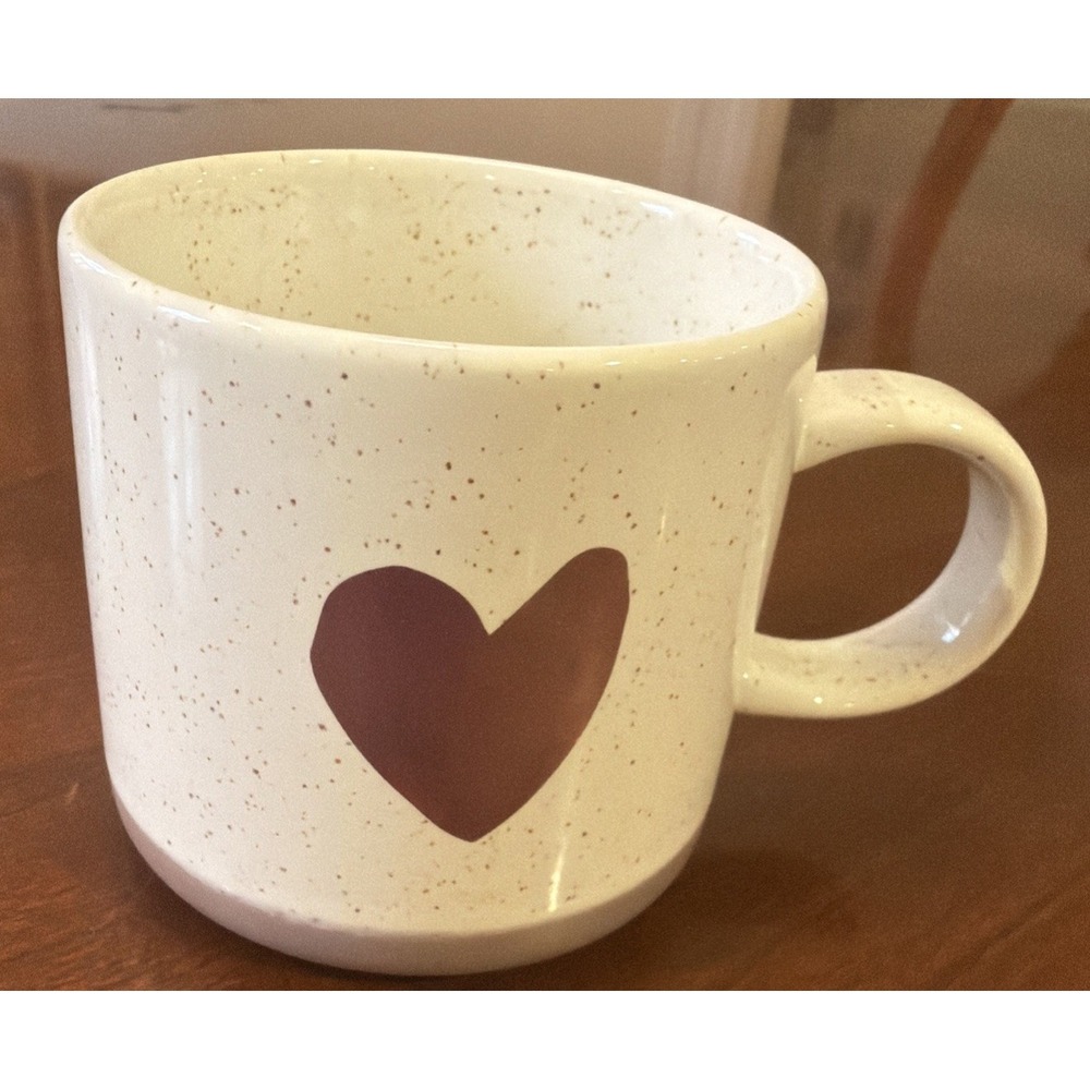 Starbucks Off-white, Brown Speckles & Base, Heart  Coffee Tea Mug 12oz 2017